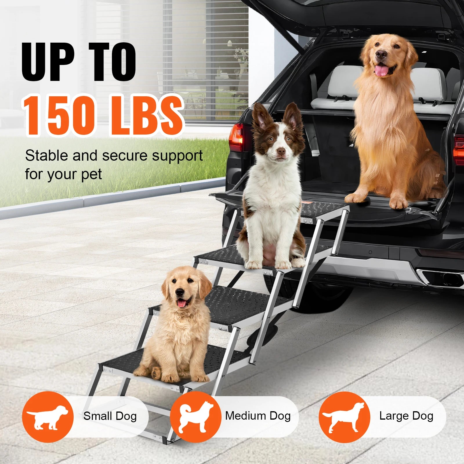Dog Stair for Cars  Folding Portable Pet Steps Lightweight Aluminum