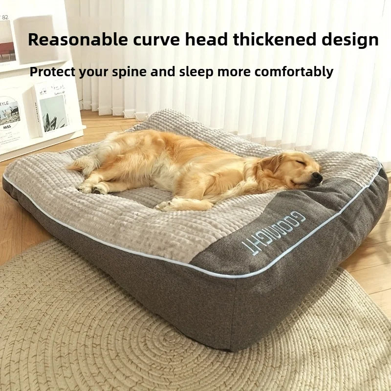 Luxury Stuffed Pet Sofa Bed for Medium to Large Dogs and Cats - Non-slip, Plaid All-Season Plaid Feel with Soft Polyester Fillin
