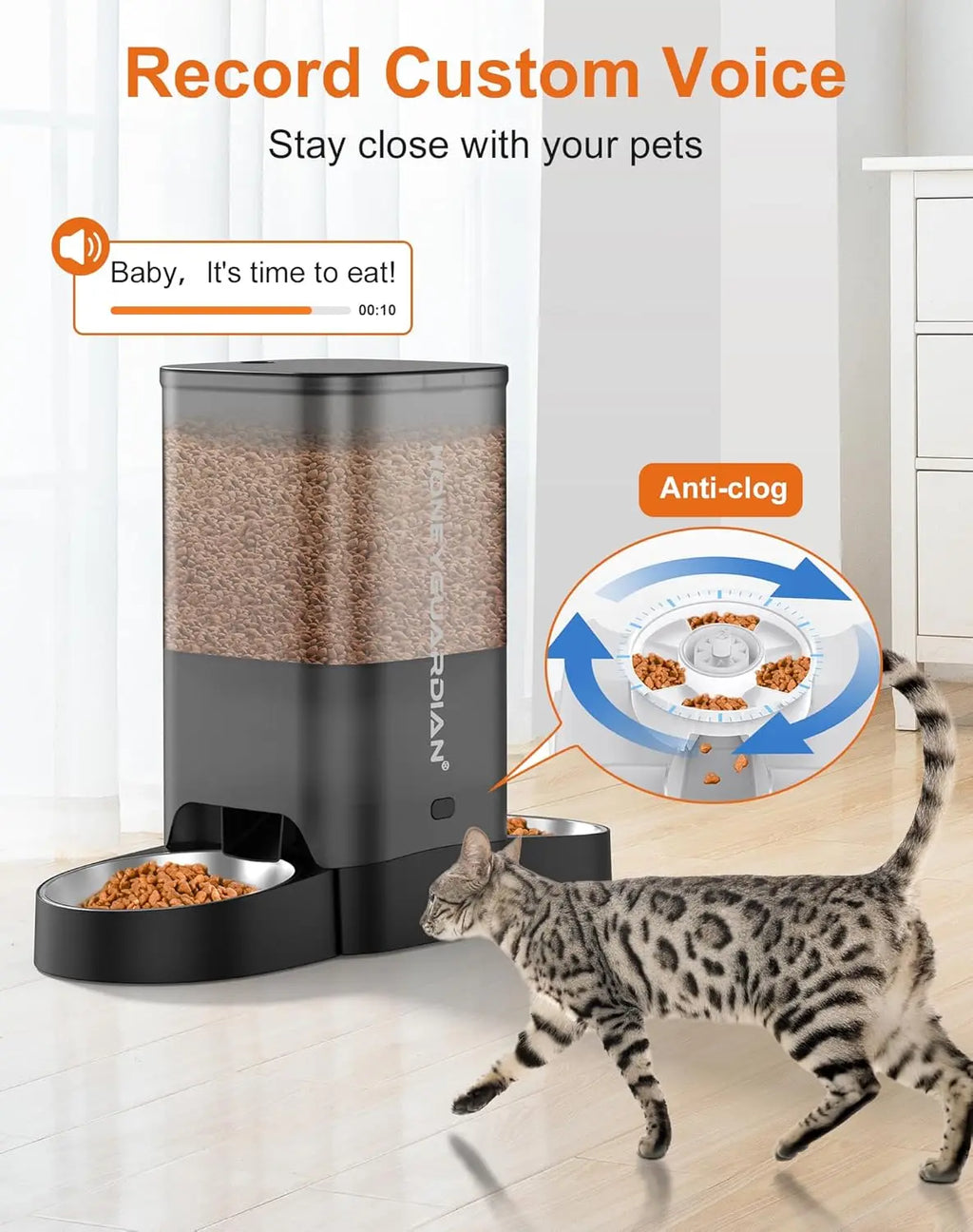 Automatic Cat Feeder for Two Cats, WiFi Smart Pet Dispenser with App Control