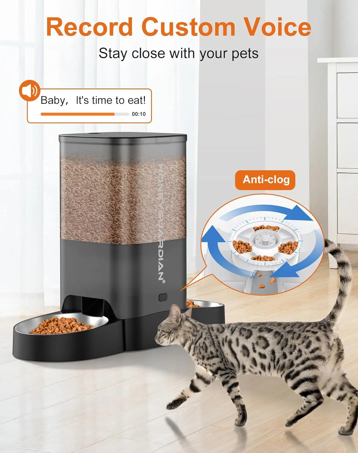 Automatic Cat Feeder for Two Cats, WiFi Smart Pet Dispenser with App Control