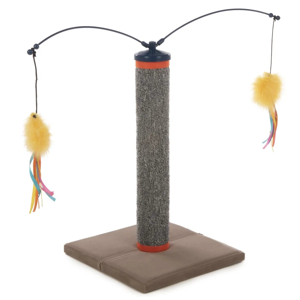 Scratch N Spin Carpet Cat Scratching Post with Interactive Spinning Wand