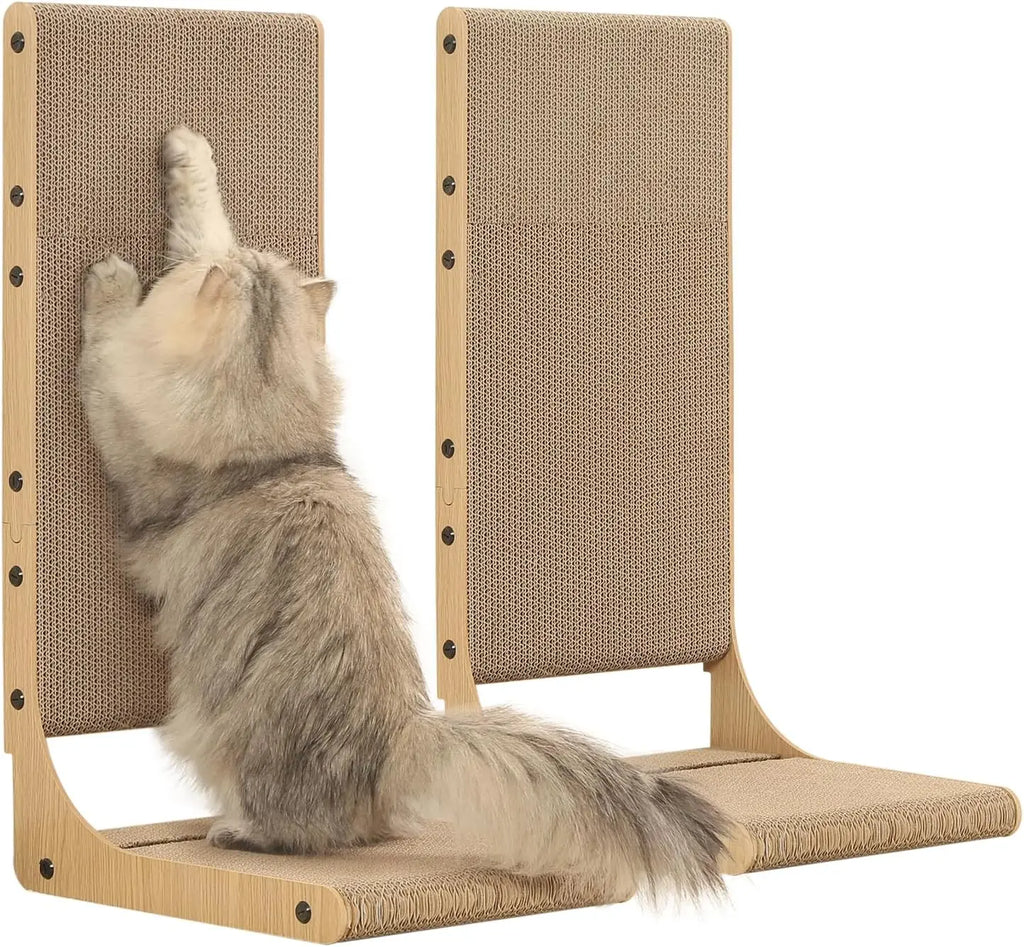 2-Pack L-Shaped Cat Scratching Board, 25.6'' Tall Vertical Scratcher for Indoor Cats, Wall and Couch Protector