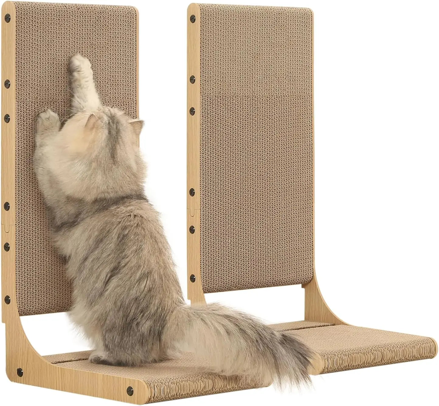 2-Pack L-Shaped Cat Scratching Board, 25.6'' Tall Vertical Scratcher for Indoor Cats, Wall and Couch Protector