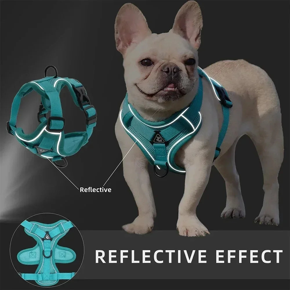 No Pull Dog Harness and Leash Set Adjustable Pet Harness Vest Reflective