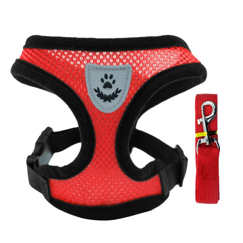 Cat/Puppy Harness Vest Walking Leash Collar Polyester Adjustable Mesh