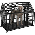 54 inch Heavy Duty Indestructible Dog Crate, Escape Proof with Lockable Wheels