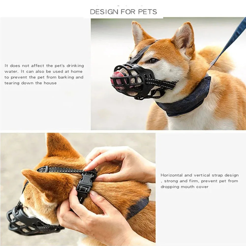 Soft Silicone Pet Dog Muzzle, Anti-biting Chewing Mask, Breathable Basket Dog Muzzle