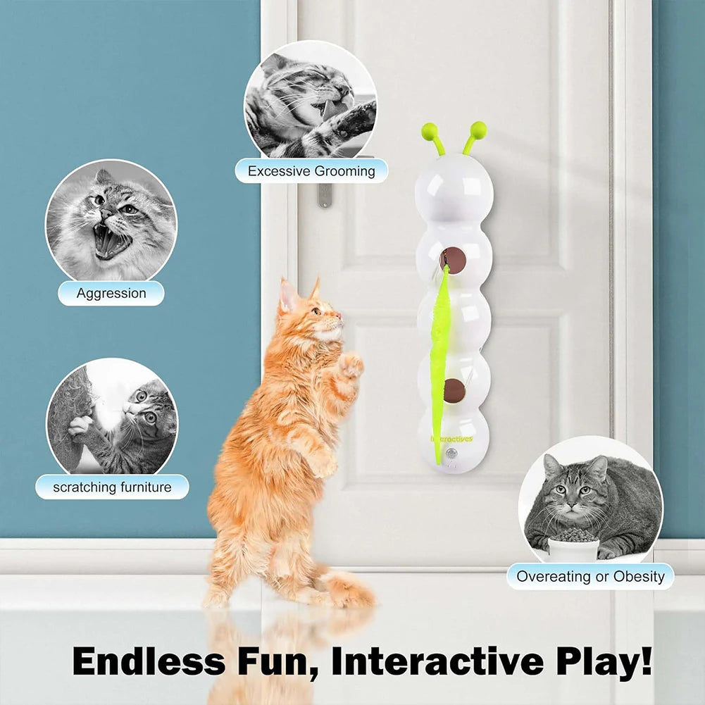 Caterpillar Teasing Cat Toy Motion Activated, Rechargeable Automatic Interactive Cat Toy with Tail