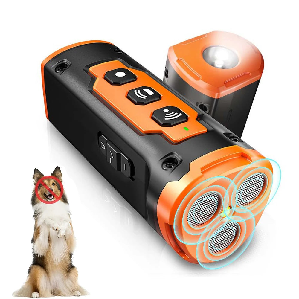 Upgrade Ultrasonic Dog Repeller Anti Bark Training Device  with LED Flashlight