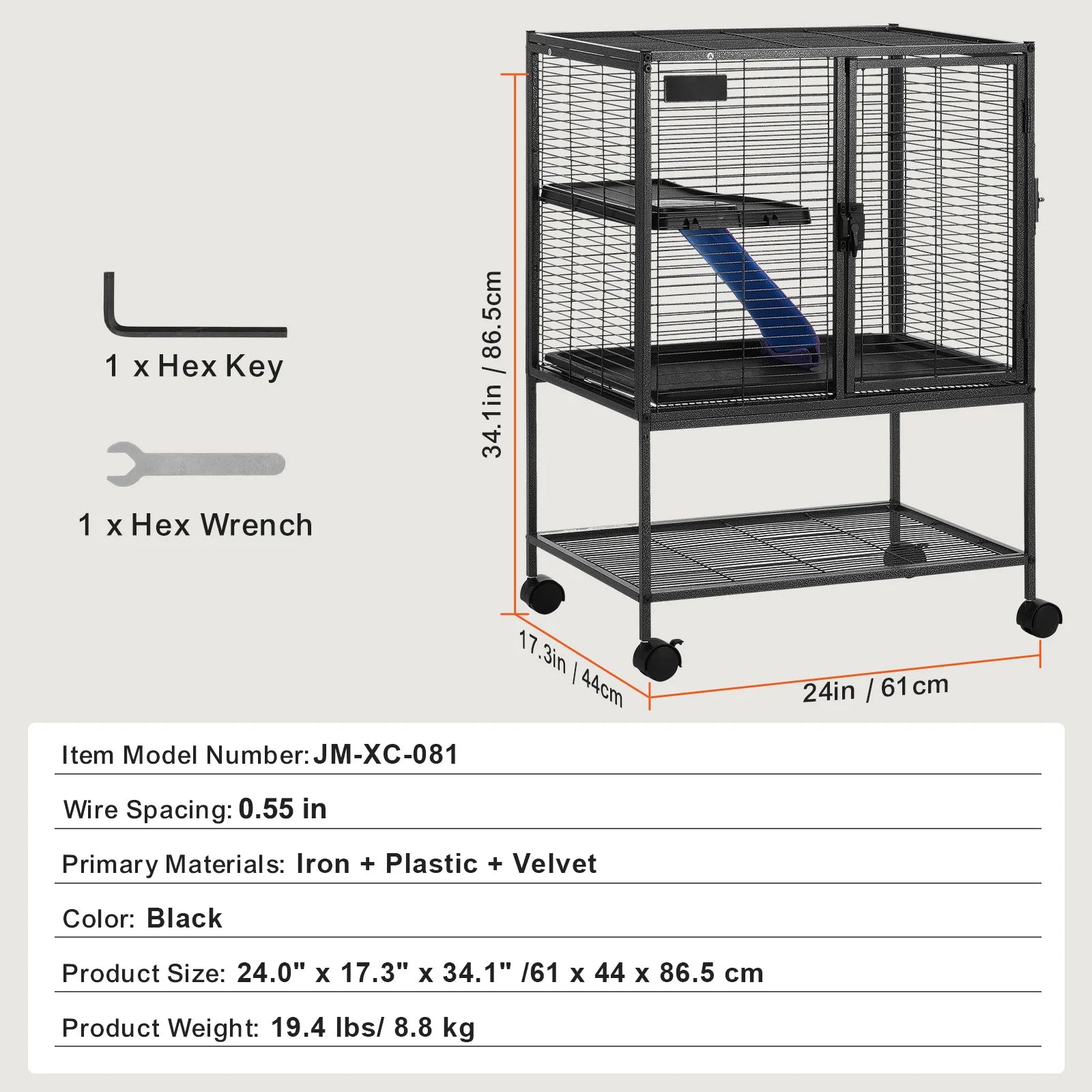 Rolling Metal Cage Large 4-Tier Critter Nation For Small Animal (Pet Rats Hamster Guinea Pig)