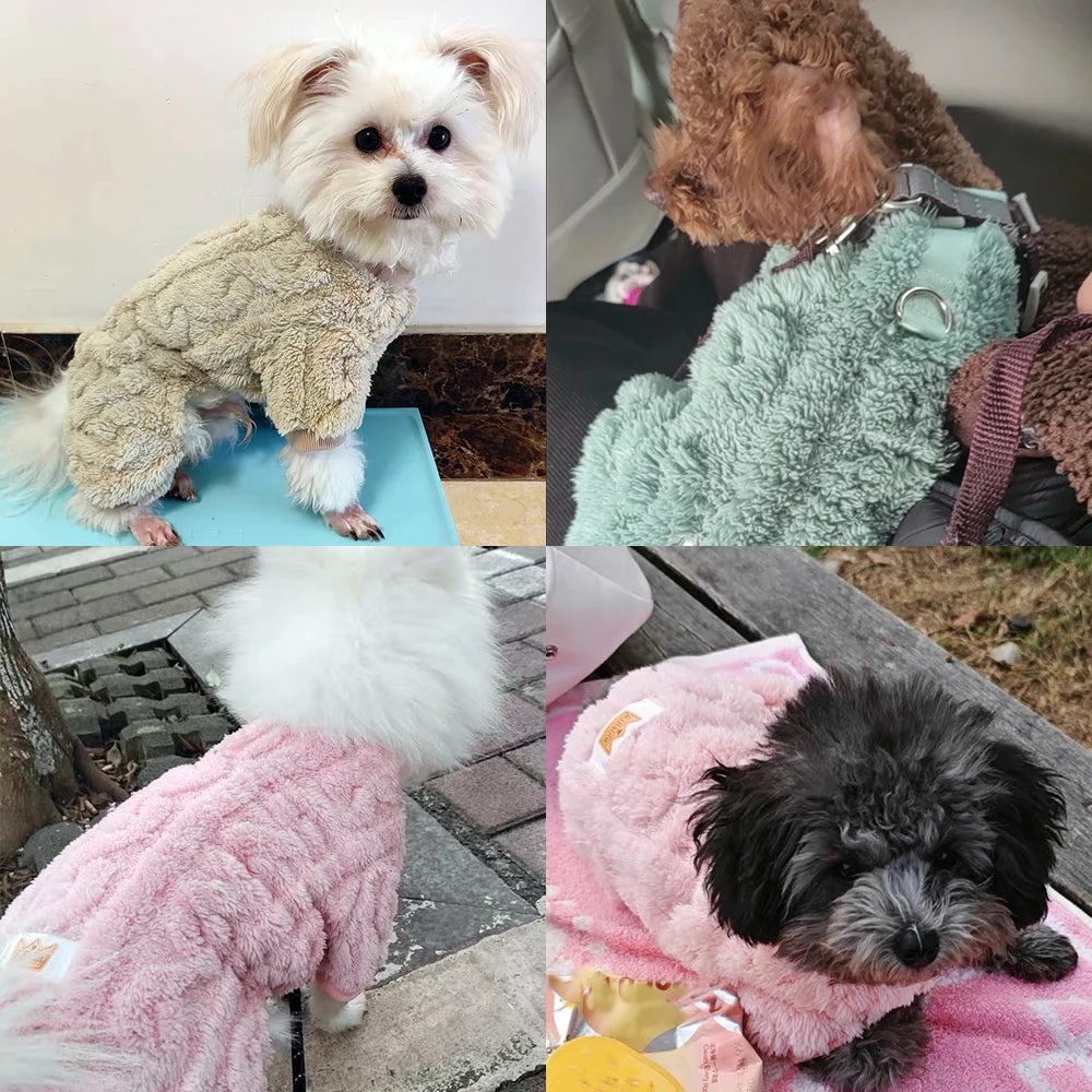 Warm Pet Clothes Winter Soft Solid Puppy Jumpsuits For Small Medium Dogs Cats