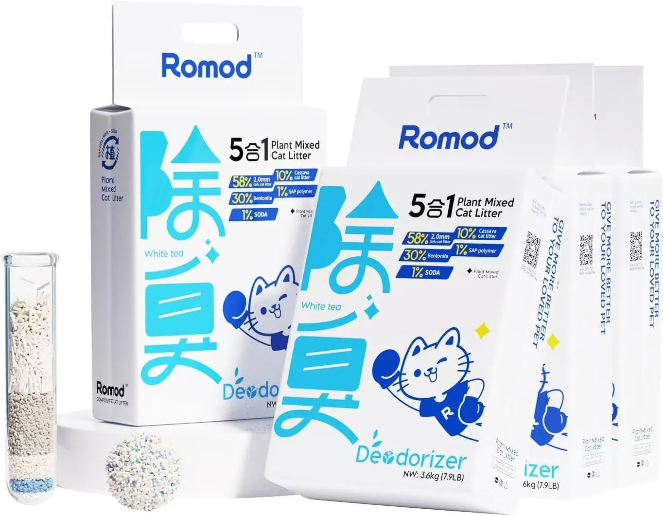 4-Pack 5-in-1 Cat Litter: Fast Clumping and Odor Control