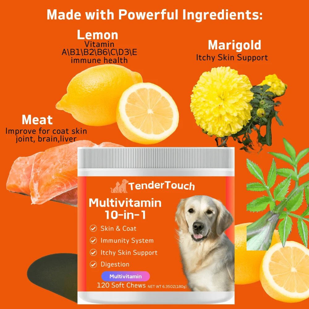 3 Pack TenderTouch Multivitamin Dog Supplement, Digestive Enzymes, Grain Free
