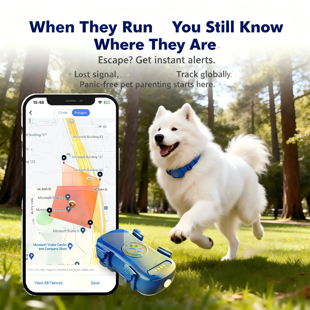 GPS Pet Tracker for Dogs Cats, Real Time Tracking Unlimited Distance, Anti-Lost Locator with SIM Subscription Required