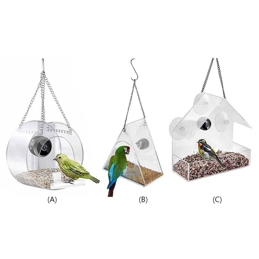 Smart Bird House Pet Feeder Transparent with Camera 1080P HD Easy Installation