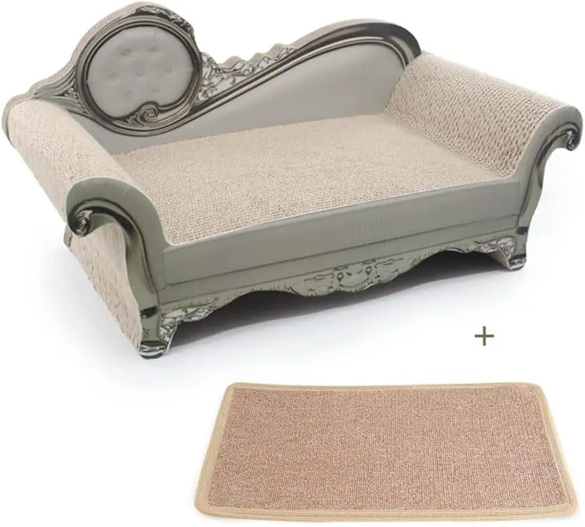 Corrugated Cardboard Cat Scratcher Sofa Bed with Textured Mat