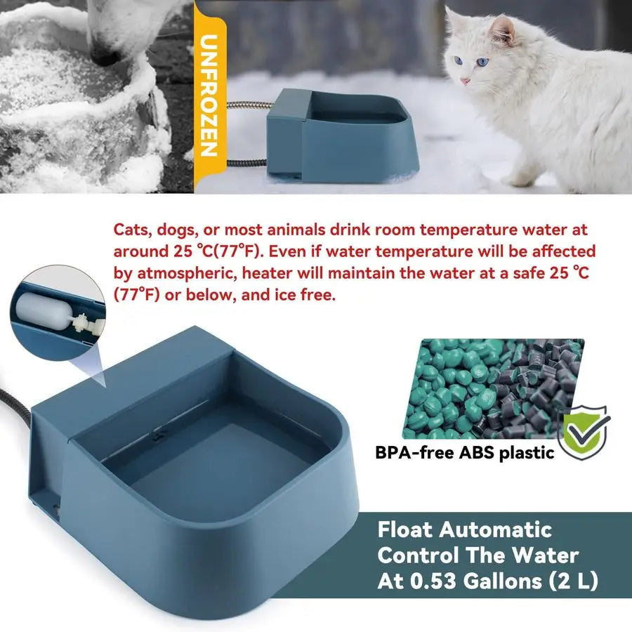 Automatic Water Dispenser for Dogs with Heater, Outdoor and Indoor, 2L Heated Water
