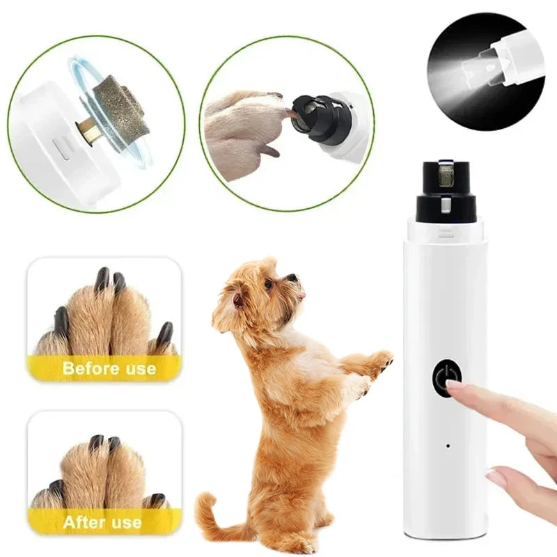 New Electric Dog Nail Clippers Rechargeable USB Charging With LED Light