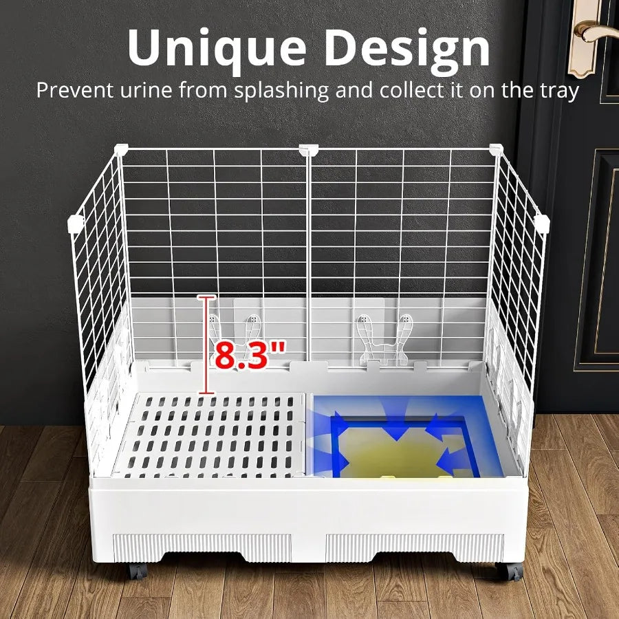 Deluxe Small Animal Cage With Pull Out Tray (Transparent Habitat for Rabbit Chinchillas Guinea Pig)
