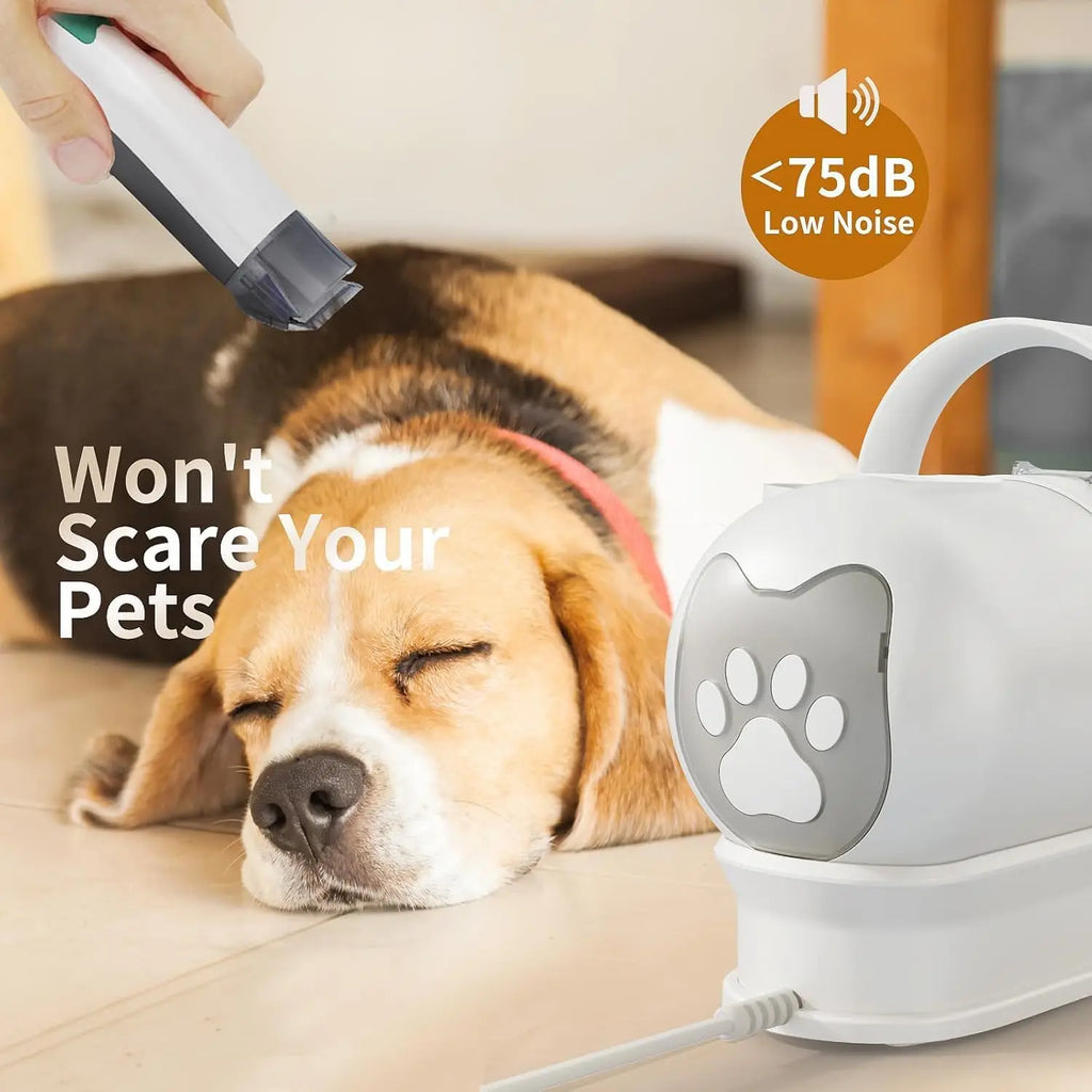 Pet Grooming Vacuum Kit with Clipper, Nail Grinder, and 6 Tools for Dogs, Cats