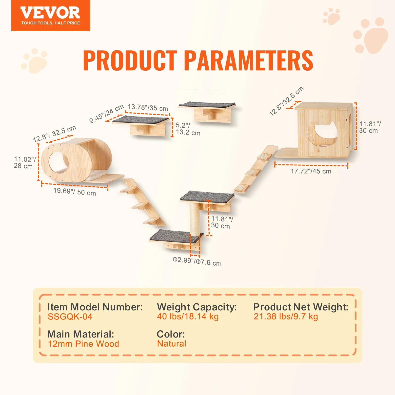 Wall Mounted Cat Shelves, Perches with Jumping Boards Hammocks & Cat Tree Cat Furniture