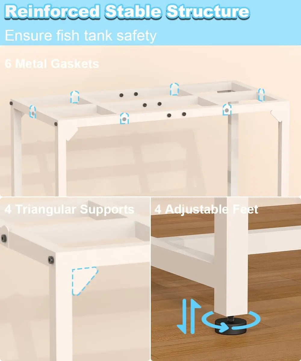 20 Gallon Aquarium Stand with 2-Tier Storage Shelf, Metal Reptile Terrarium Rack
