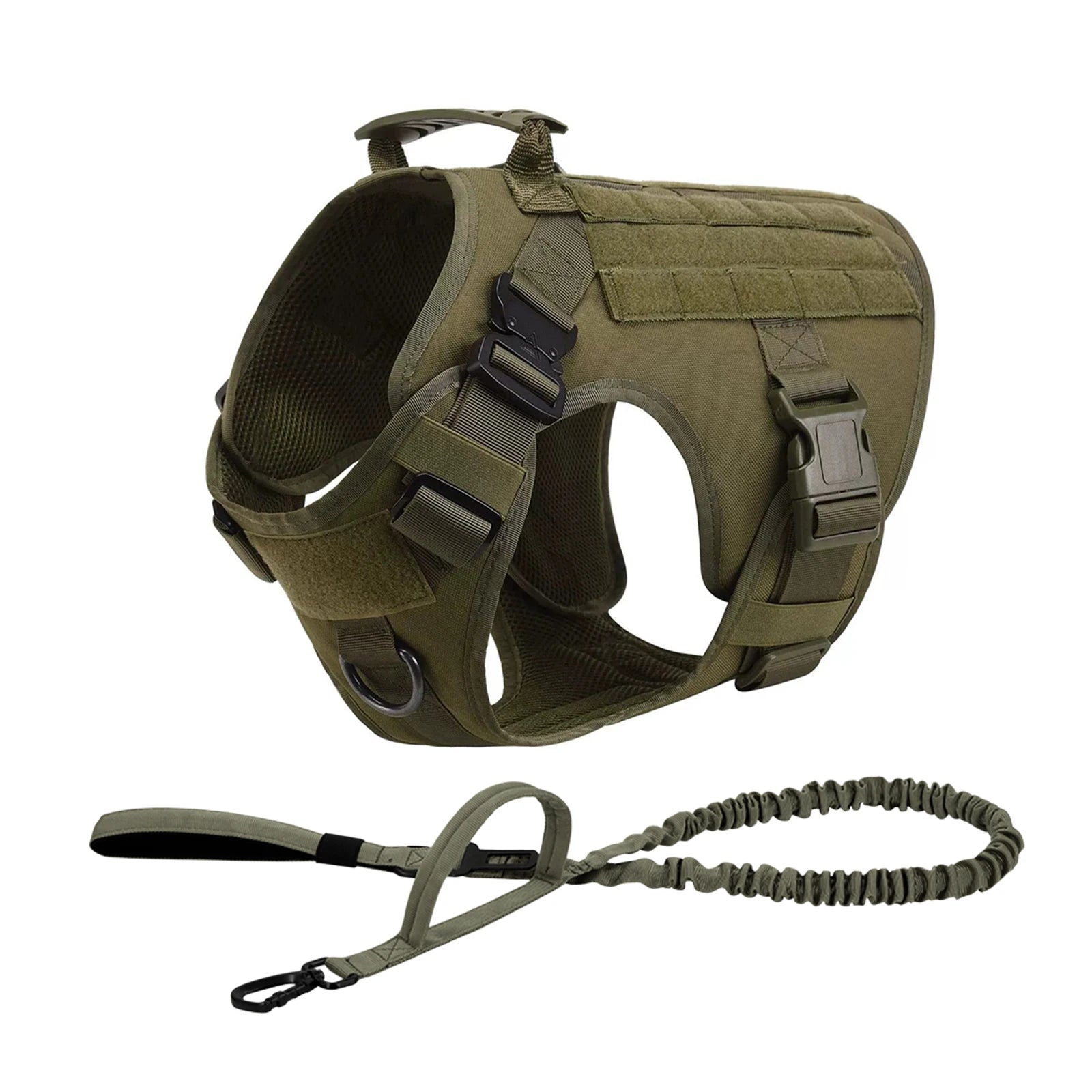 Tactical Dog Harness Collar With Pouches For Medium Large Dogs