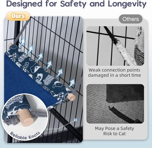 2 Pack Cat Hammock Hanging Reversible Adjustable, 24.4in*14.6 in Soft Sleeping Hammock for Cats