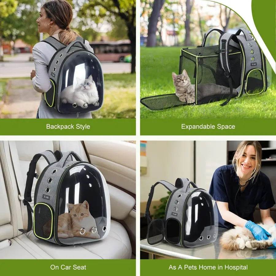 Cat Bubble Backpack Carrier Expandable Large Space  For Cats & Small Dog up to 18lbs