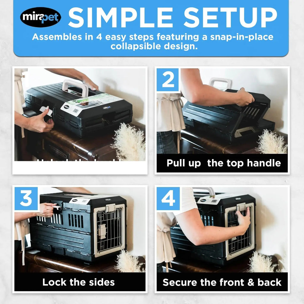 26" Collapsible Pet Carrier for Medium Cats & Dogs 360 Ventilation & Hard Plastic Walls