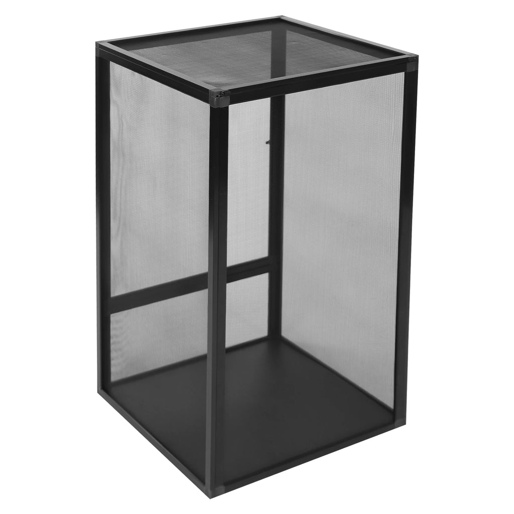 Micro Habitat Terrarium Enclosure, Freestanding Reptile Feeding Box, (Black)