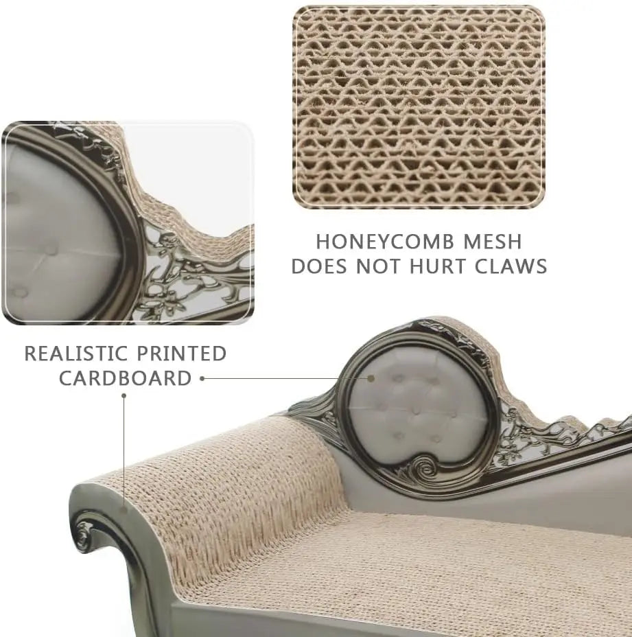 Corrugated Cardboard Cat Scratcher Sofa Bed with Textured Mat