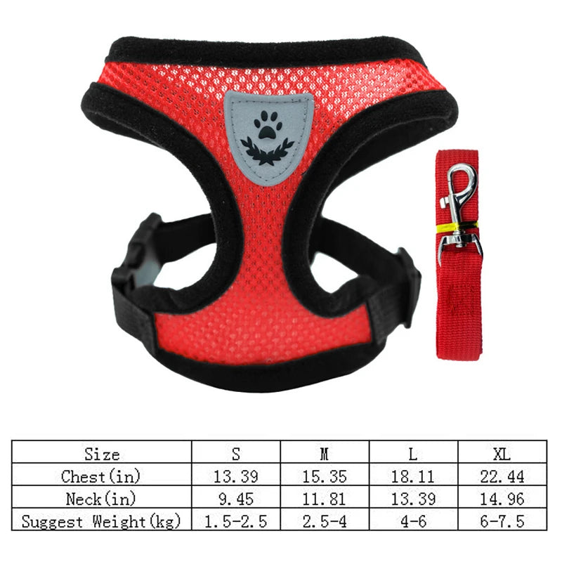 Cat/Puppy Harness Vest Walking Leash Collar Polyester Adjustable Mesh