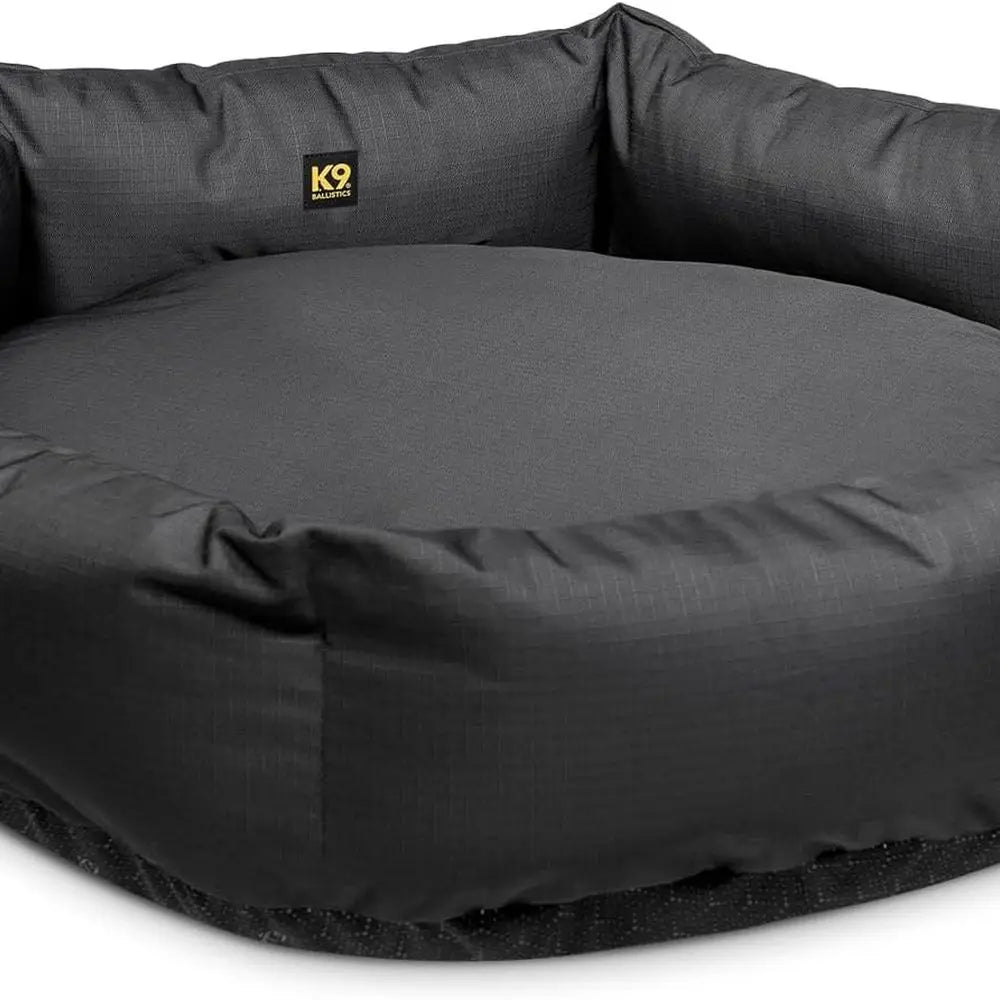 Medium-Sized Round Donut Dog Bed with Ripstop Fabric, Scratch-Proof and Machine Washable, Black