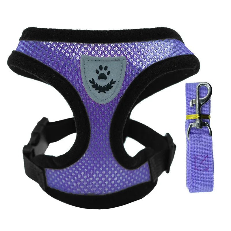 Cat/Puppy Harness Vest Walking Leash Collar Polyester Adjustable Mesh