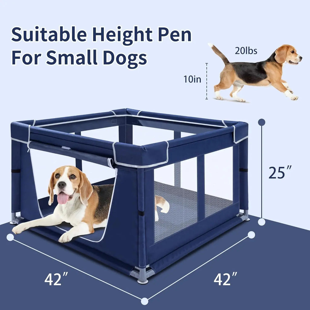 Indoor Pet Playpen with Gate, Oxford Fabric Dog Enclosure for Small Pets, Anti-Tipping Design
