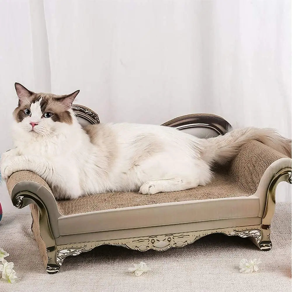 Corrugated Cardboard Cat Scratcher Sofa Bed with Textured Mat
