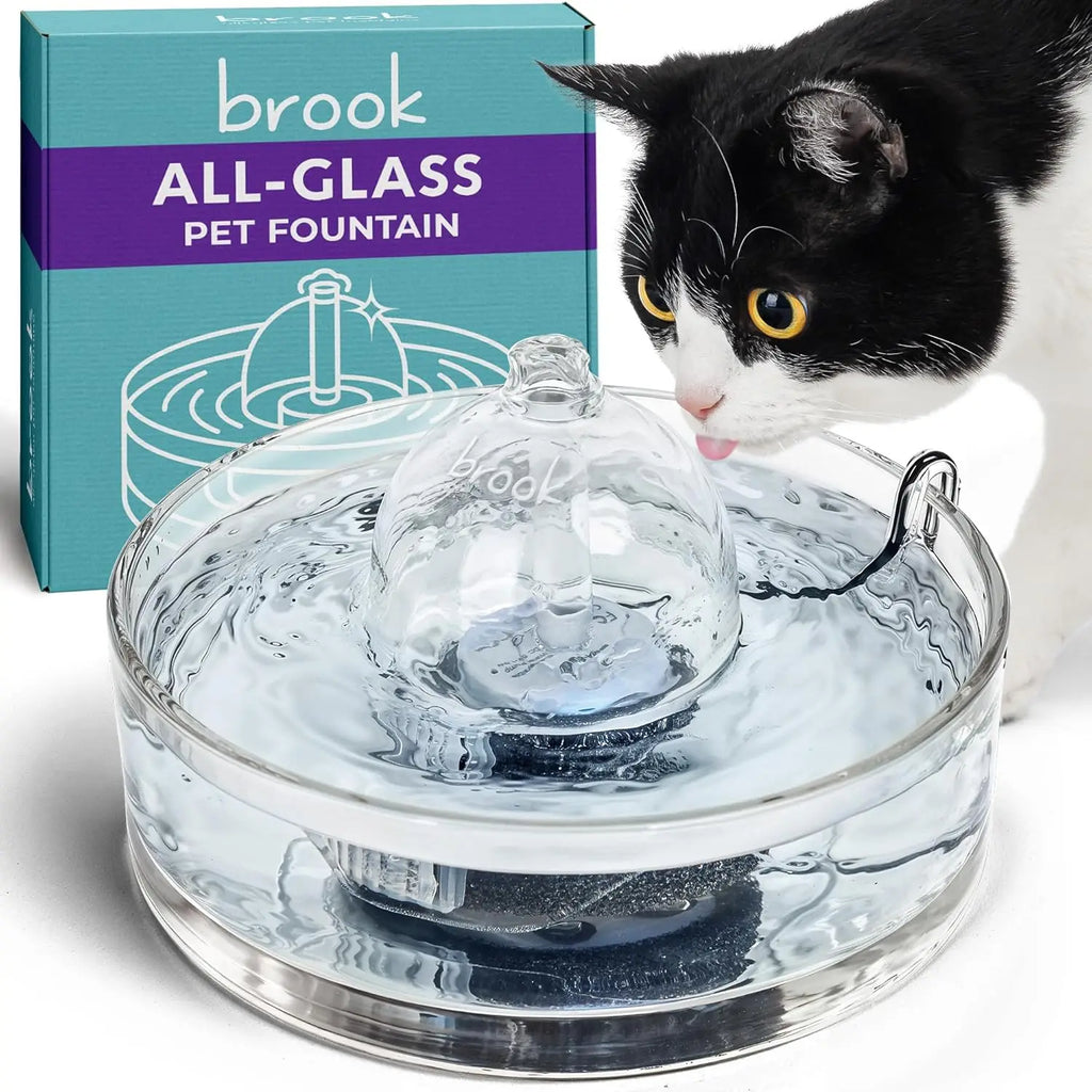 Glass Pet Fountain (90oz) – Cat & Dog Water Fountain – Glass Automatic Water Dispenser