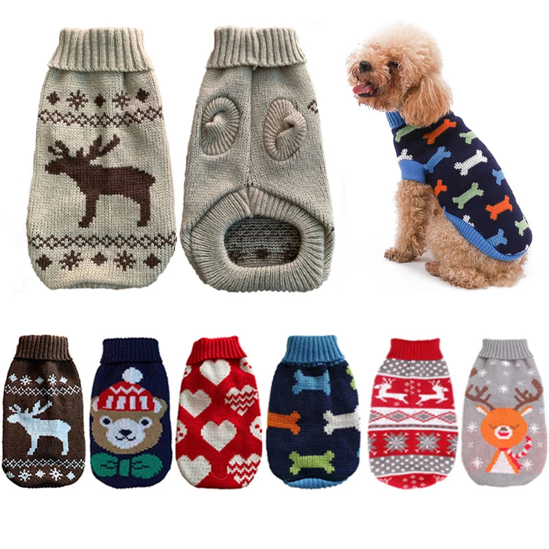 Warm Pet Dog Sweater Winter Dog Clothes for Small Medium Dogs Knitted