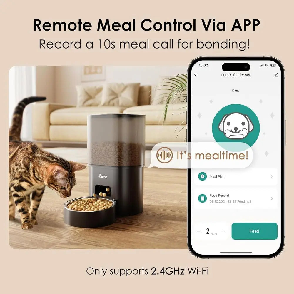 Automatic Cat Feeder and Water Fountain, 3L WiFi Timed Pet Food Dispenser and 2.5L Water Dispenser with APP