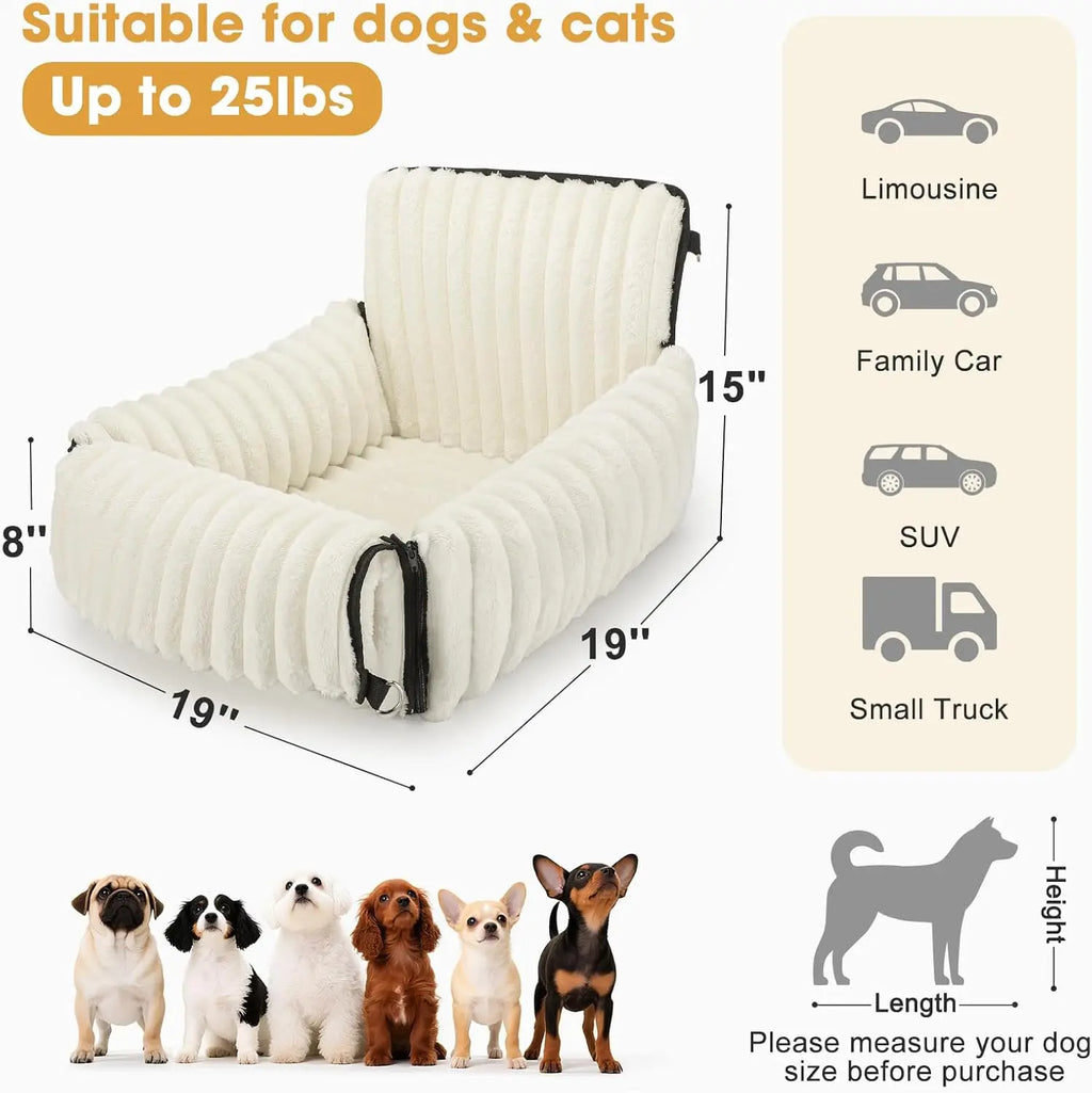 6-in-1 Dog Car Seat for Small/Medium Dogs, Washable Cover, Safety Leash