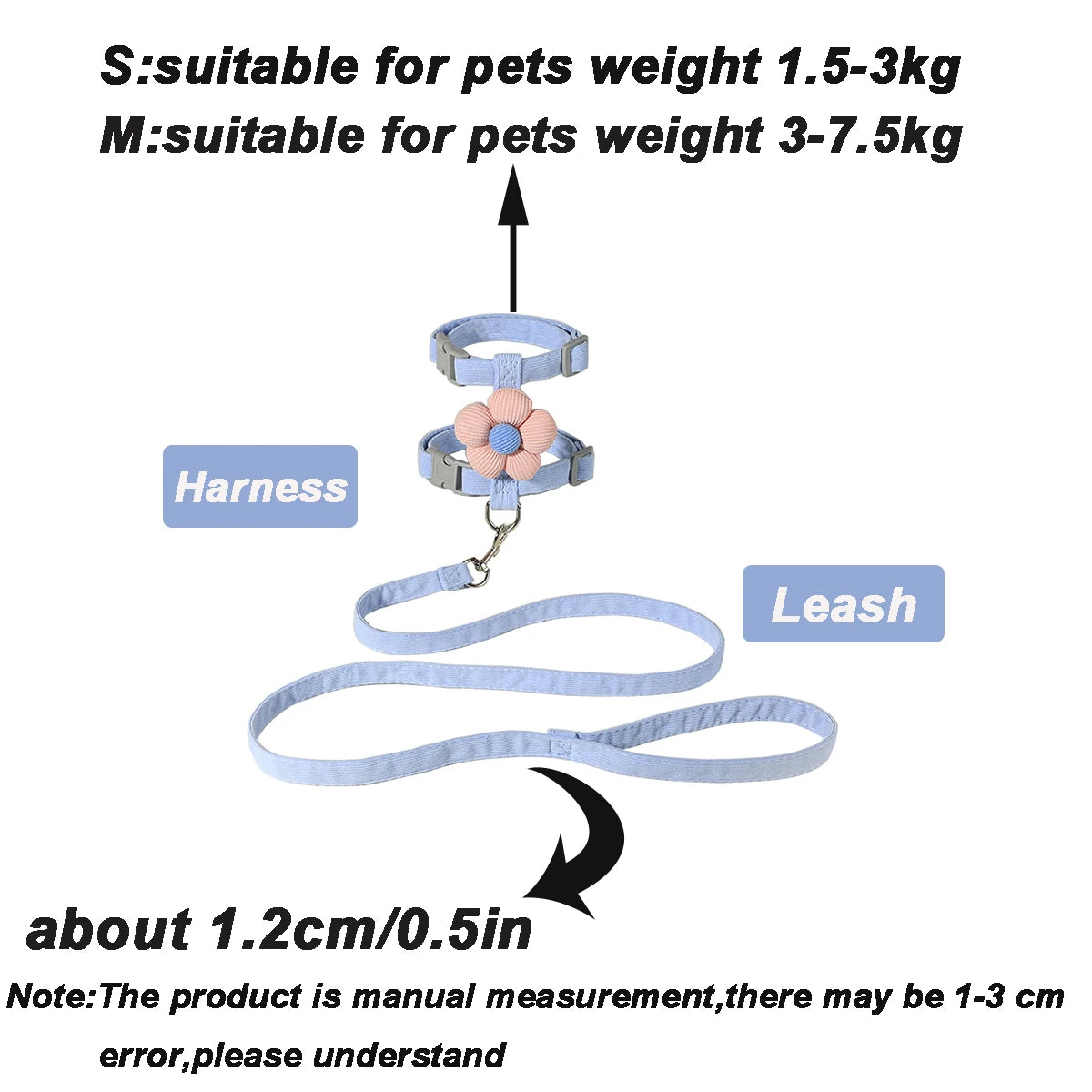 Cat Harness and Leash Sets, Adjustable Dog Harness for Small Dog, Leash Breathable Pet
