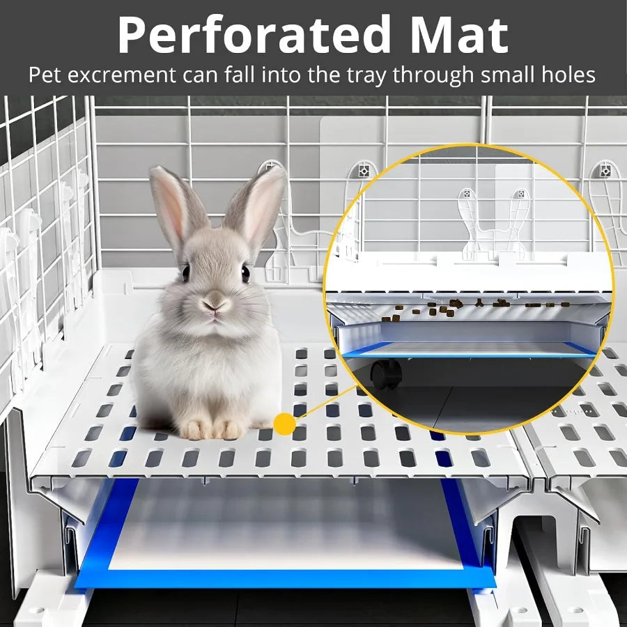 Deluxe Small Animal Cage With Pull Out Tray (Transparent Habitat for Rabbit Chinchillas Guinea Pig)
