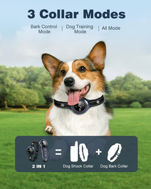 2-in-1 Smart Dog Training Collar with Anti-Bark Feature, 3300FT Remote, Adjustable for All Breeds