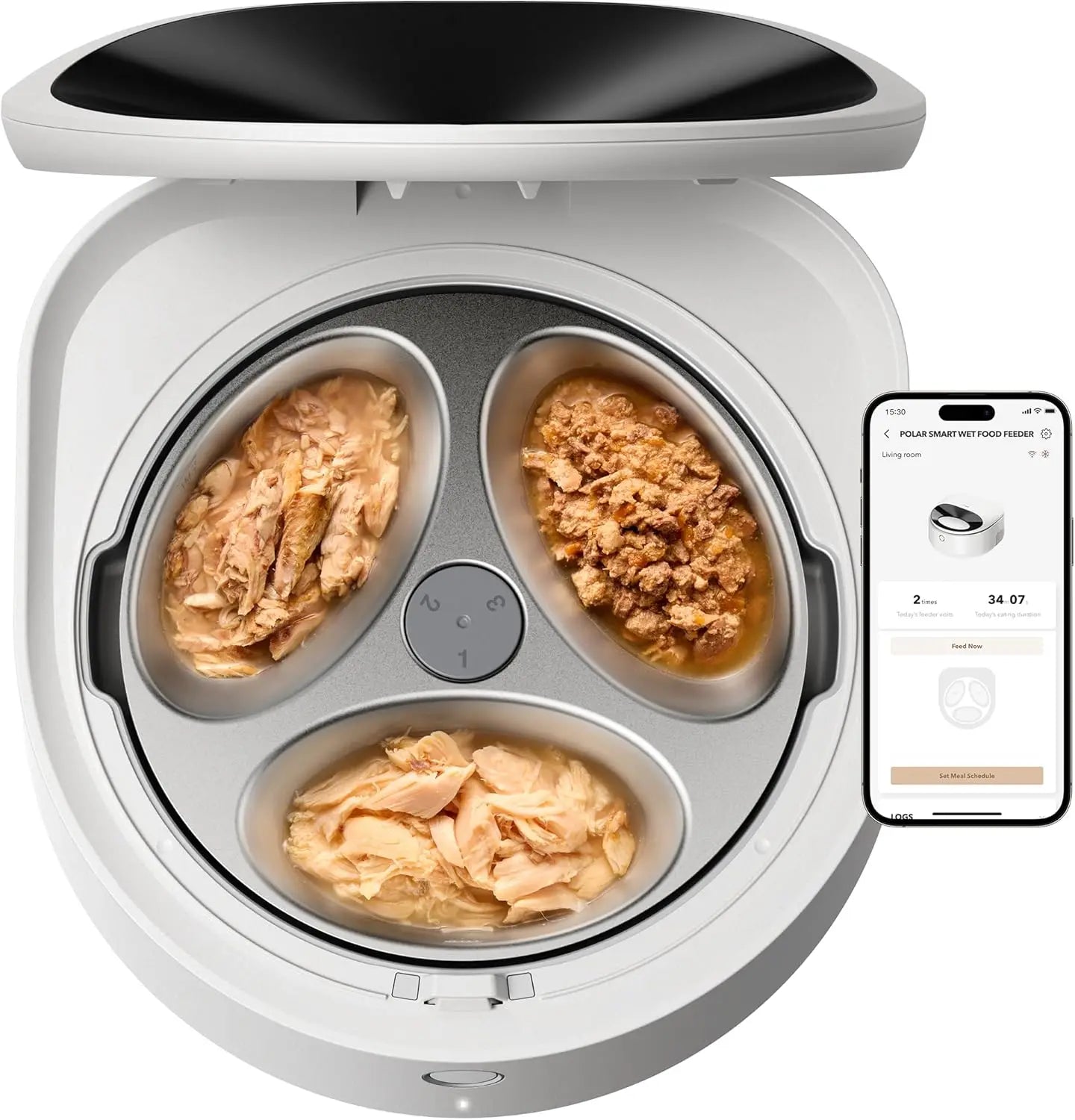 Automatic Cat Feeder for Wet Food with Stainless Steel Bowl, Refrigerated App-Controlled
