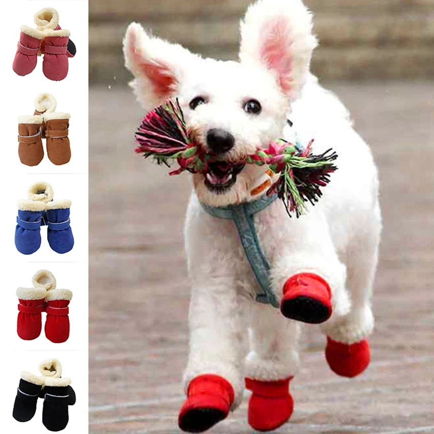 4Pcs Winter Waterproof Warm Pet Dog Shoes Non-slip Snow Boots