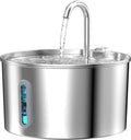 Stainless Steel Cat Water Fountain, 2.2L Automatic Water Dispenser with Quiet Pump and Level Window