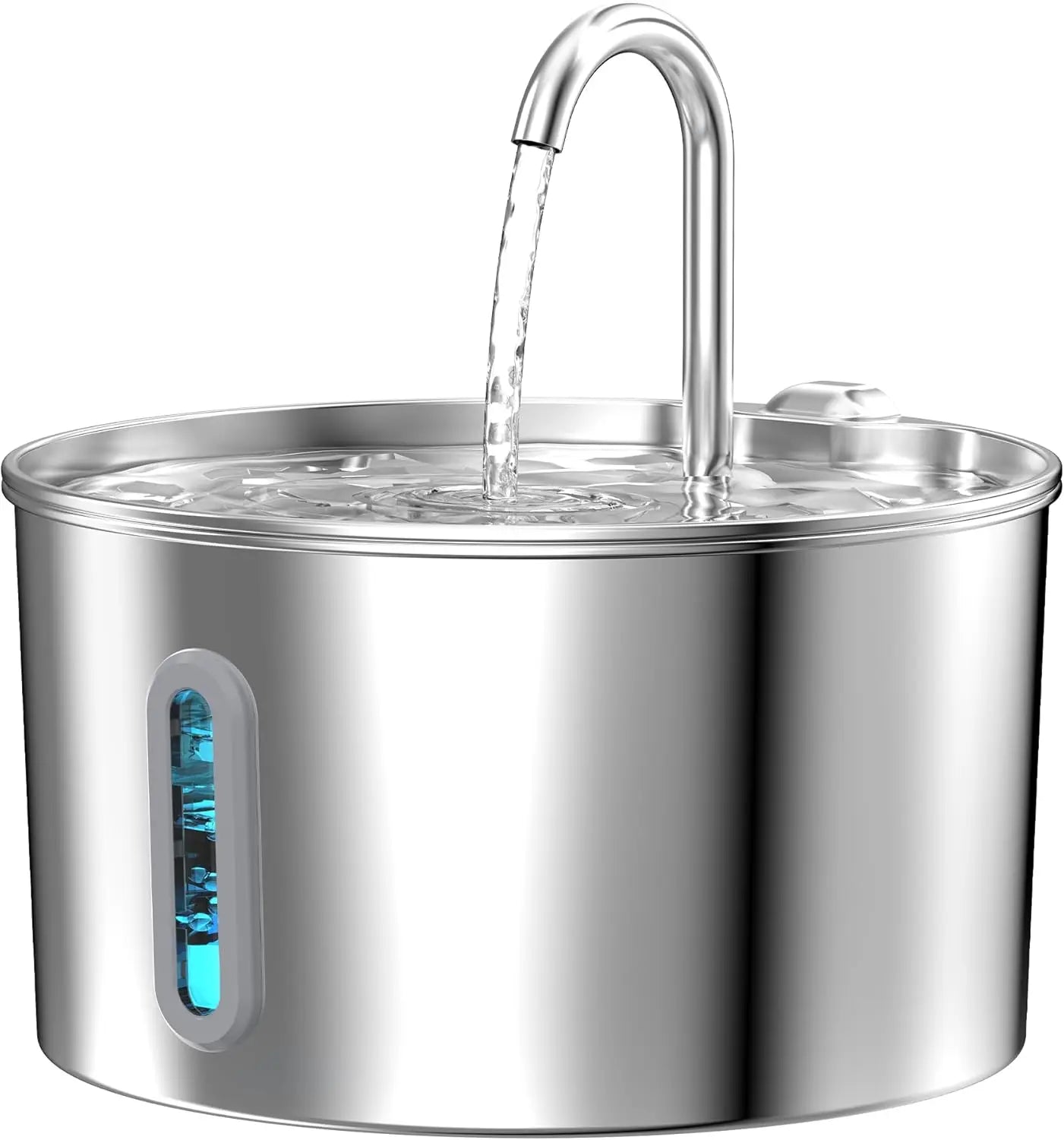 Stainless Steel Cat Water Fountain, 2.2L Automatic Water Dispenser with Quiet Pump and Level Window