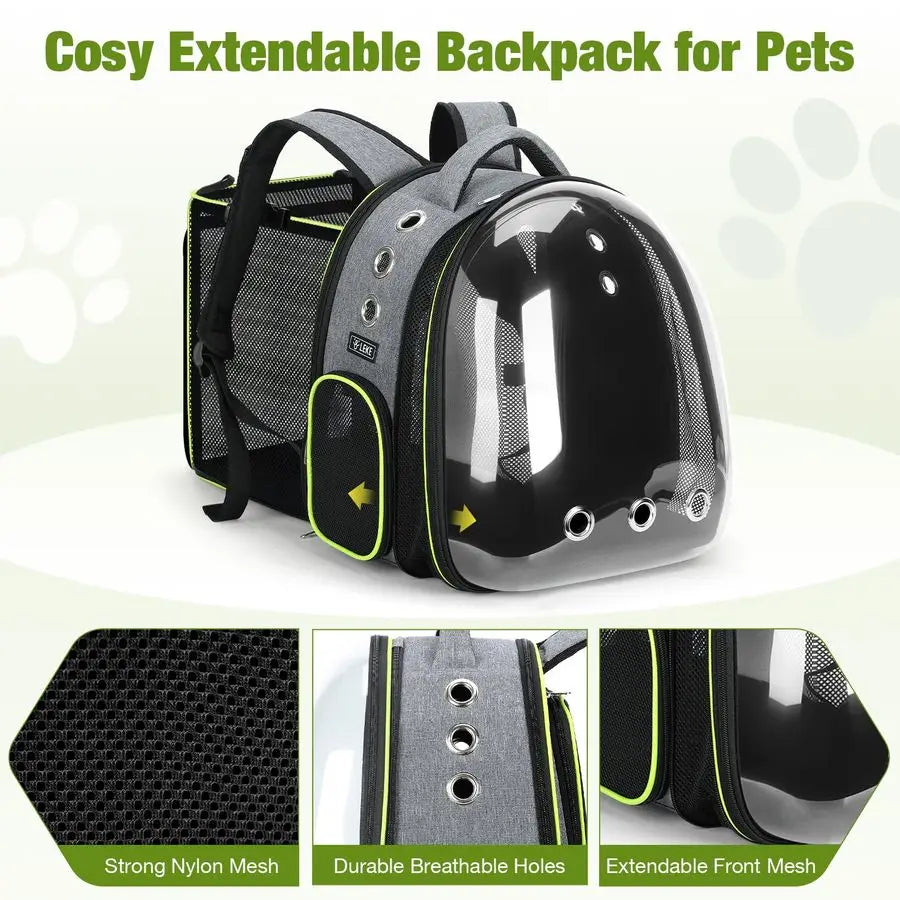 Cat Bubble Backpack Carrier Expandable Large Space  For Cats & Small Dog up to 18lbs