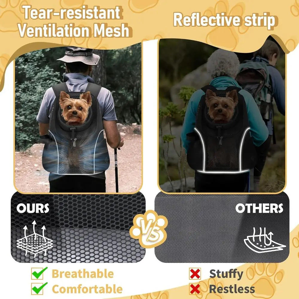 Pet Dog Carrier Backpack Small Dog Ventilated Mesh Dog Travel Back Pack with Safety Belt for Travel, Hiking, Cycling